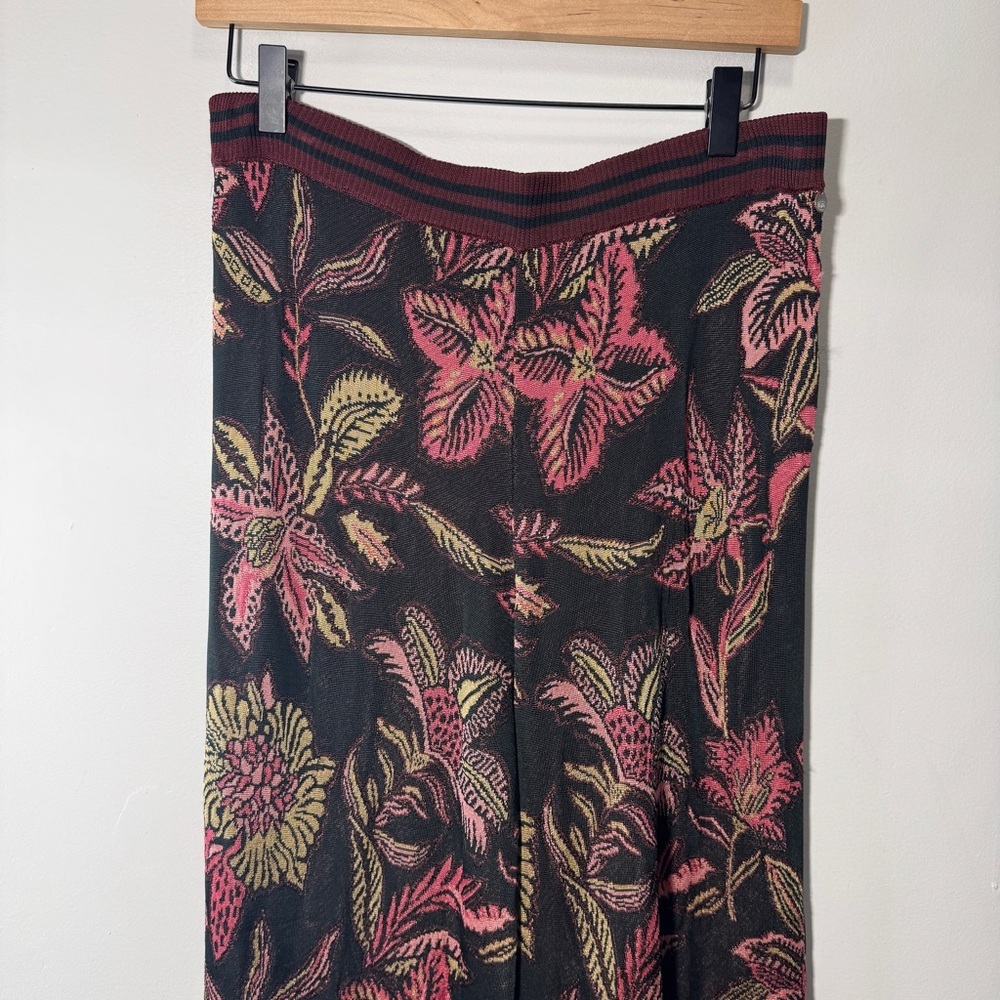 Scotch & Soda Bamboo Beach Floral-Jacquard Wide-Leg Pants Size XL - Picture 7 of 14